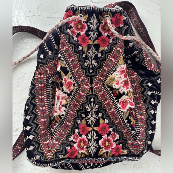 Johnny Was Matilda Multicolor Embroidered Velvet Backpack - Picture 4 of 12